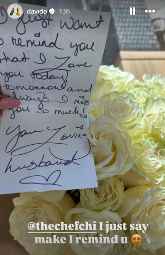 ?I just want to remind you that I love I love you today, tomorrow and always"  - Davido pens heartfelt note for his wife Chioma