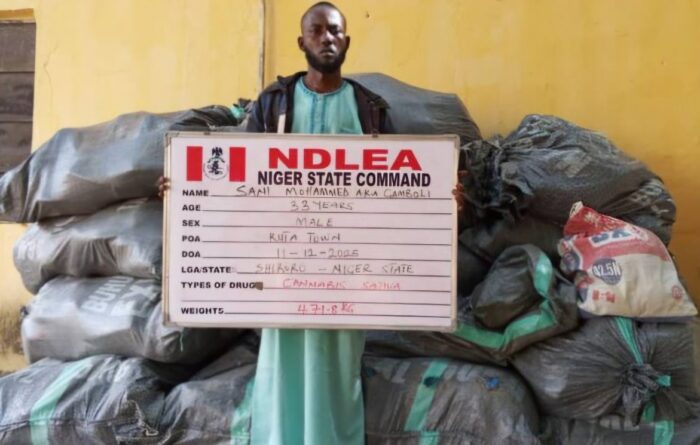 Fleeing banditsâ drug supplier âGamboliâ arrested in Niger state as NDLEA intercepts US, Canada, Sweden-bound opioids in black soup containers and designer wears