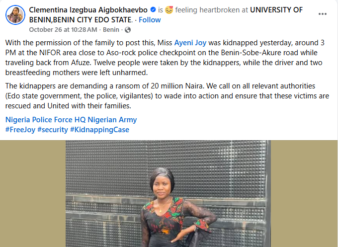 Edo kidnapping: Gunmen release two victims after payment of N20m ransom