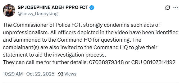 FCT police summons officers caught on tape assaulting residents