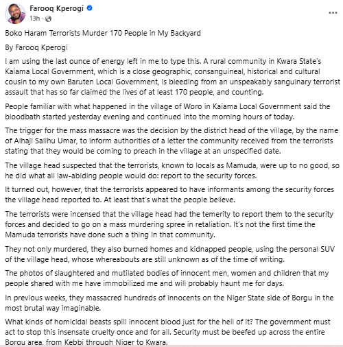 Visual representation highlighting the aftermath of the attack in Kwara State