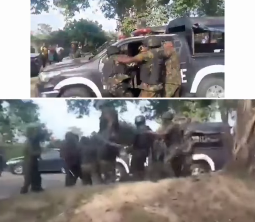 Military officers spotted exchanging blows in Bayelsa earlier today (video)