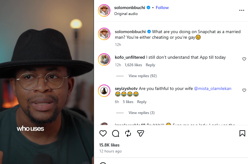 You?re either cheating or you?re g@y - Social commentator, Solomon Buchi, chides married men using Snapchat
