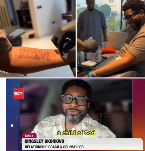 Pastor Kingsley Okonkwo getting a tattoo