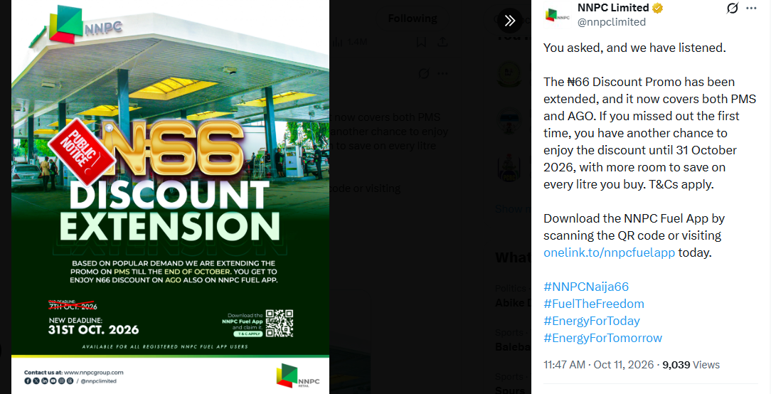 NNPCl limits access to N66 discount to only motorists using its fuel app