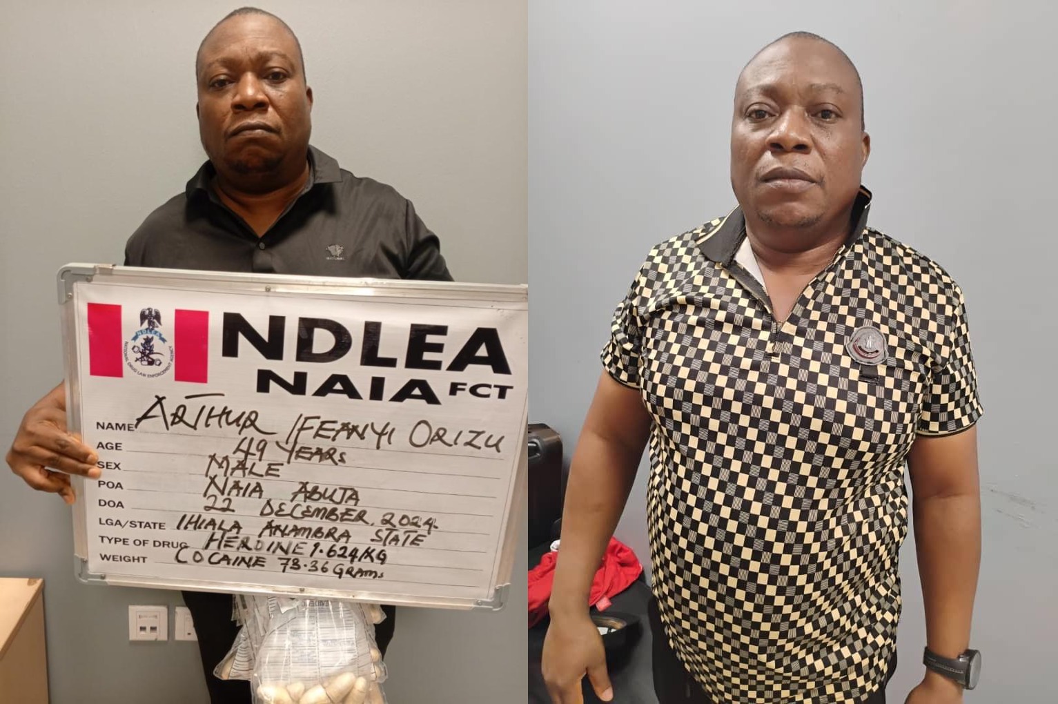 Paris-bound businessman arrested at Abuja airport for ingesting 74 wraps of heroin, cocaine