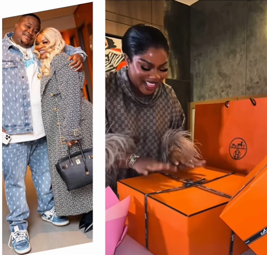 ?I am one of the happiest and most fulfilled women because God gave me a good man?? - Socialite, Cubana Chiefpriest?s wife says as she shows off the designer gifts he got her on her birthday
