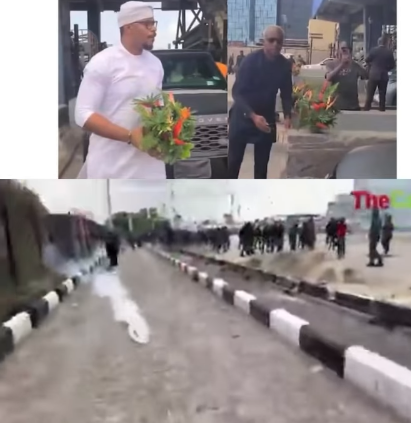 Police teargas Rhodes-Vivour, Funso Doherty during #EndSARS memorial at Lekki tollgate