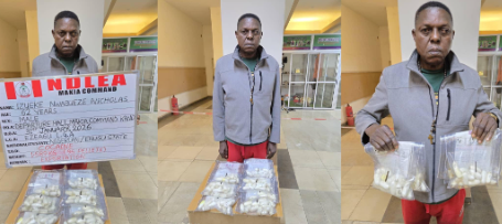 China-bound auto parts dealer arrested at Kano airport for ingesting 95 wraps of cocaine as NDLEA intercepts meth consignments in yogurt packs, Mp3 speakers