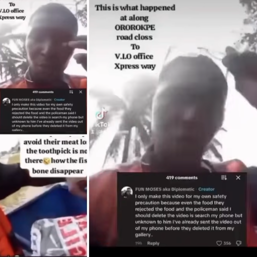 Dispatch rider challenges police officers who ordered him to open a food package during a stop and search