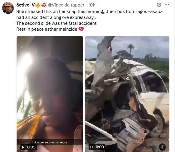 Man mourns his friend who d!ed in a fatal accident moments after she shared a video of her in transit