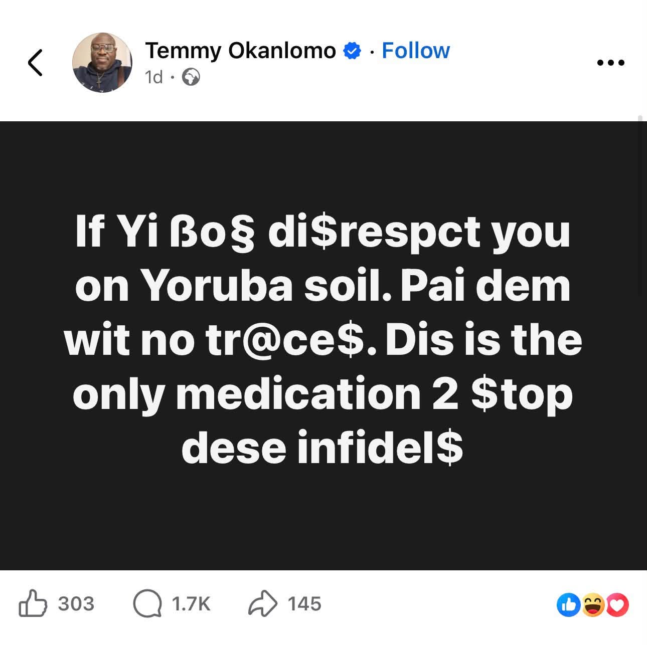 ‘Yoruba patriots’ gather on Facebook to call for k!lling of Igbos in Yoruba land while also celebrating the k!lling of an Igbo family including their 5-year-old child by Yoruba touts in Oyo