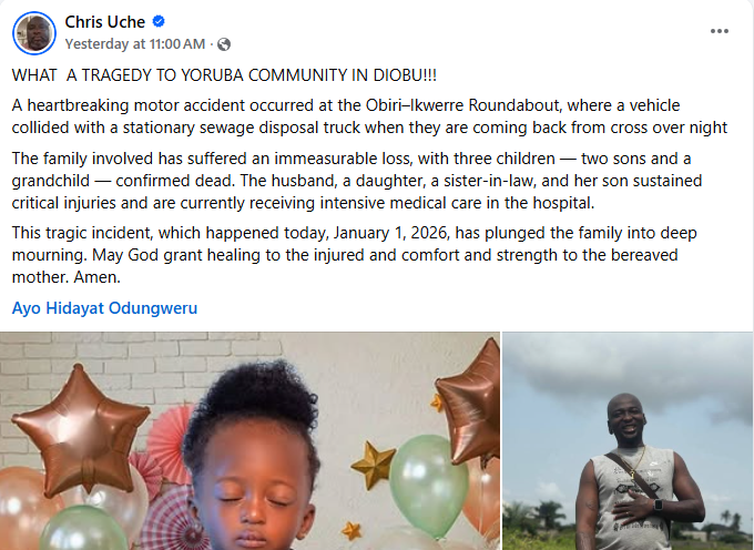 Three family members d!e as car crashes into stationary truck in Rivers