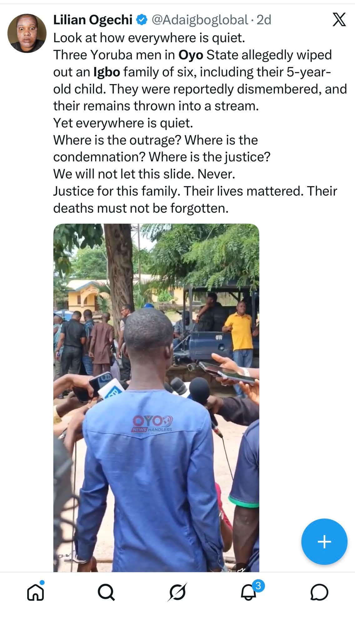 ‘Yoruba patriots’ gather on Facebook to call for k!lling of Igbos in Yoruba land while also celebrating the k!lling of an Igbo family including their 5-year-old child by Yoruba touts in Oyo