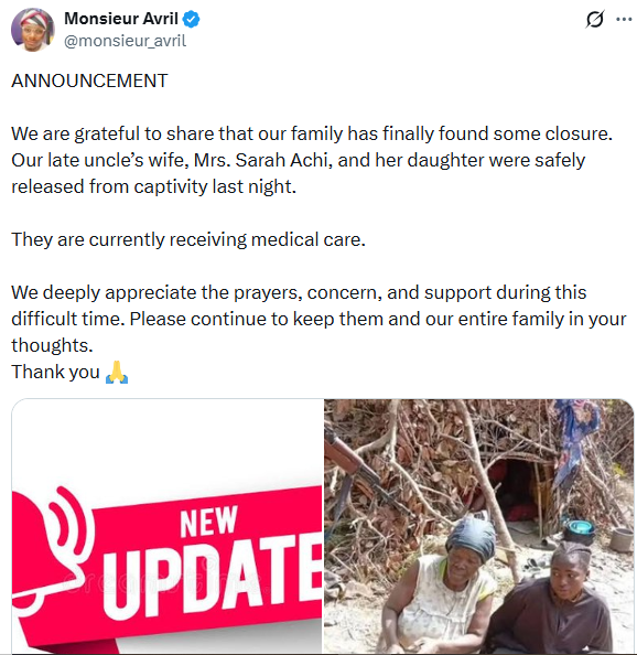 Abducted wife and daughter of m8rdered Kaduna Anglican priest regain freedom after over two months in captivity