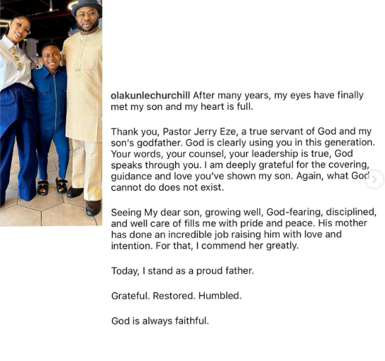 Olakunle Churchill and his son, King Andre during their reunion