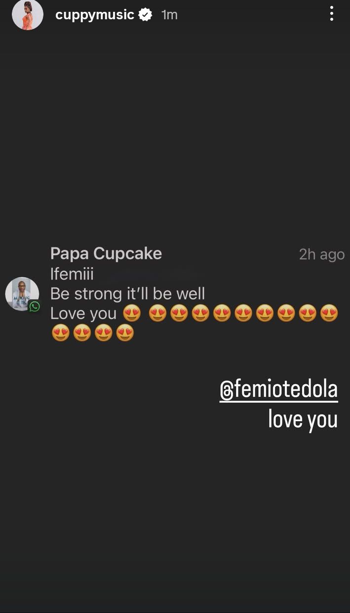 "Be strong. It will be well" - Billionaire businessman Femi Otedola tells daughter DJ Cuppy as she returns to social media after one-month break