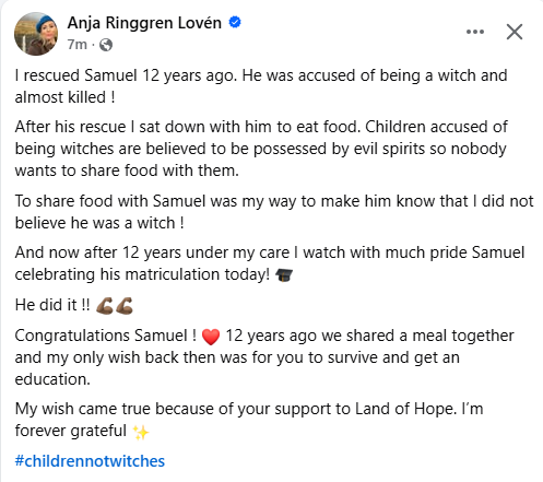 Nigerian boy gains admission into university 12 years after he was accused of being a witch and almost k!lled