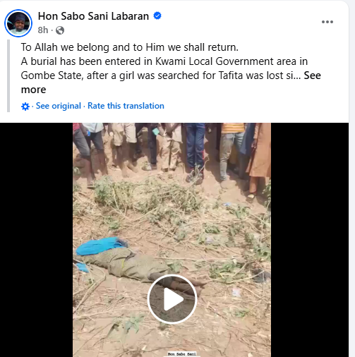 Missing 15-year-old girl found d3ad with mutilated body parts in Gombe