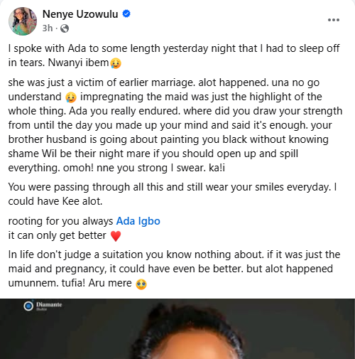 Impregnating the maid was just the highlight. Ada really endured - Friend speaks out in support of woman who left her marriage; shares photo of the househelp