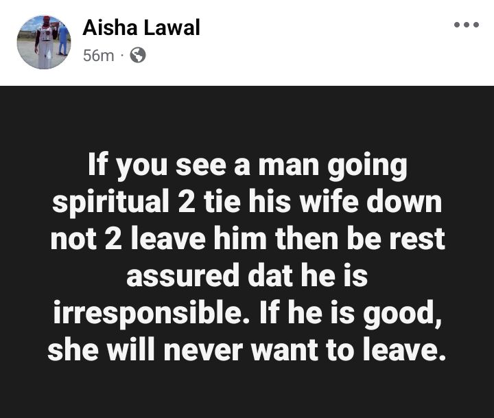 Some men in Northern Nigeria maltreat their wives and still use spiritual means to stop them from leaving the marriage - Muslim woman claims