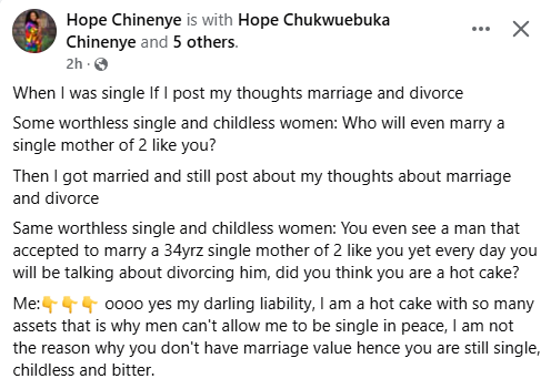 If not for my parents I would have loved to get a divorce because I hate restrictions that comes with marriage - Nigerian woman says