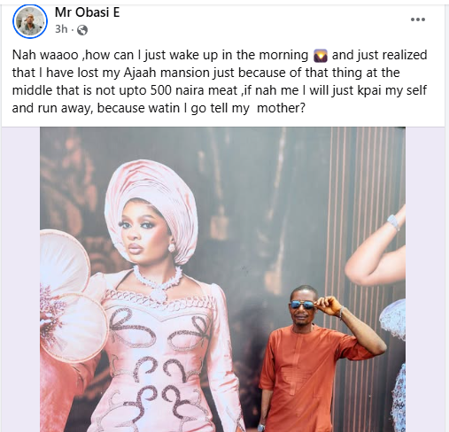 Emmanuel Obasi's photo reflecting on his current situation.