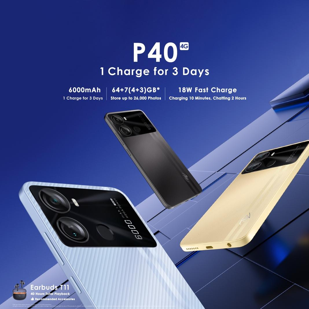 1 Charge For 3 Days: itel Releases itel P40 With 7GB RAM and 6000mAh Battery for Nigerians with 5GB data offer from Airtel.