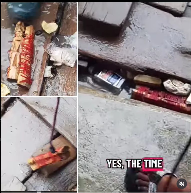 Lady finds wooden effigy of a man and woman tied together, loses them to find Emeka and Beatricewritten on it