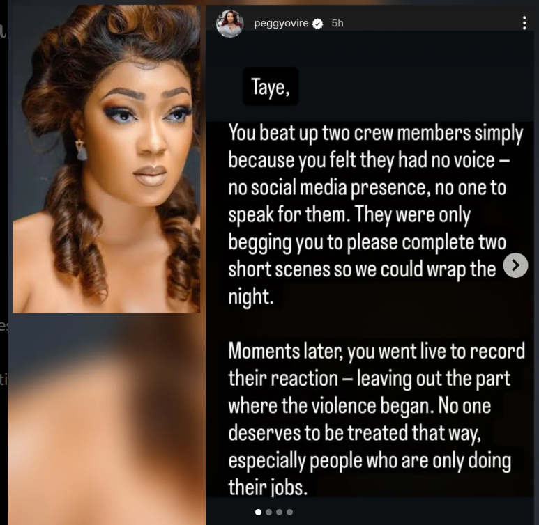 Actress, Peggy Ovire shares her side of the story amid altercation with actor Taye Arimoro