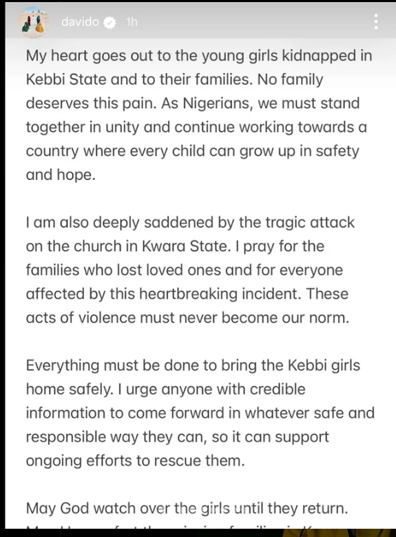 Davido, Iyabo Ojo and other celebrities react to Kwara state killings