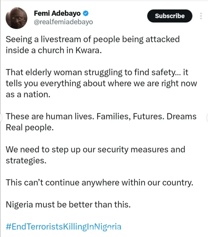Davido, Iyabo Ojo and other celebrities react to Kwara state killings