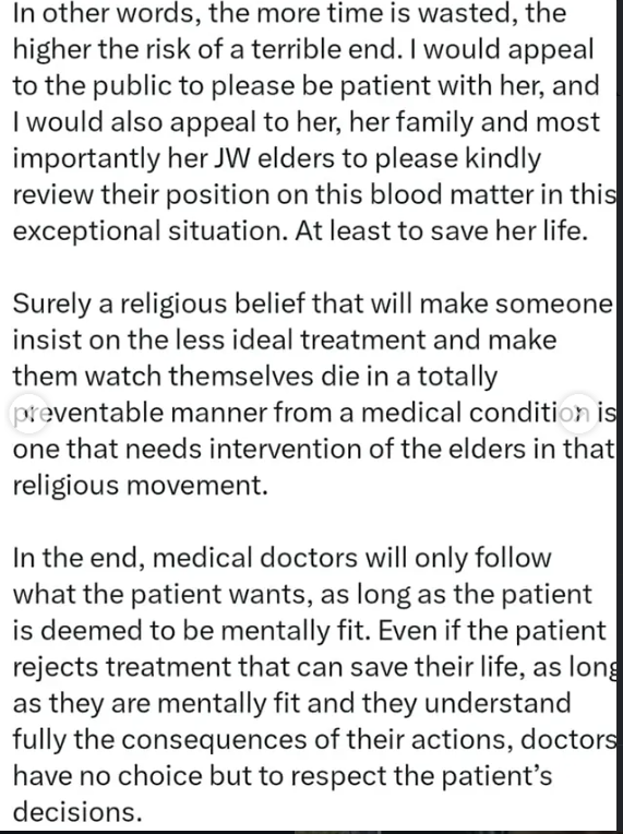 Popular personal shopper on X, Aunty Esther, who was reportedly diagnosed with cancer, refuses blood transfusion