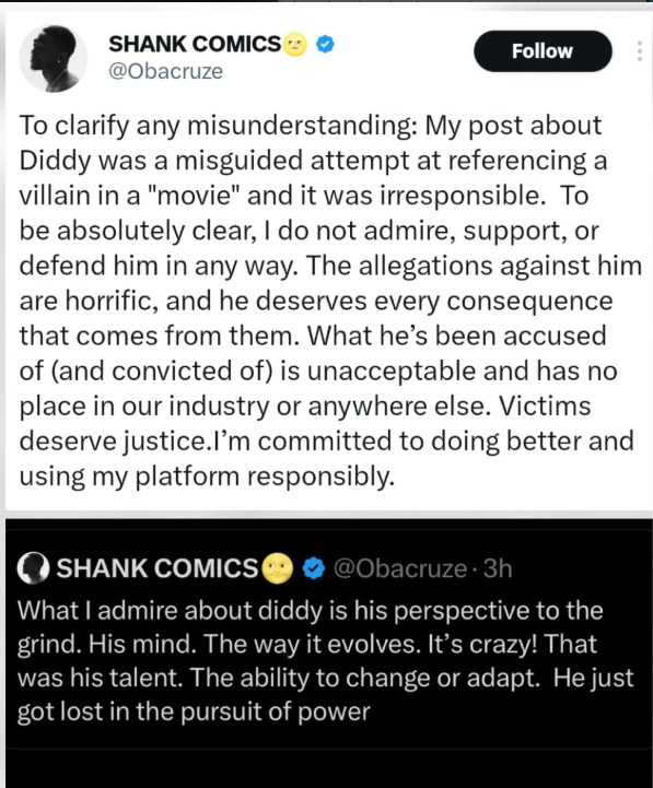 ?My post about Diddy was irresponsible? ? Skitmaker Shank clears the air after old tweet resurfaces