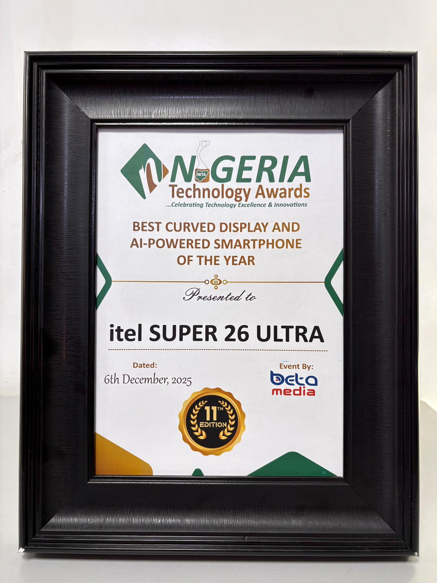 itel SUPER 26 Ultra Wins ?Best Curved Display and AI-Powered Smartphone of the Year? at the 2025 Nigeria Technology Awards