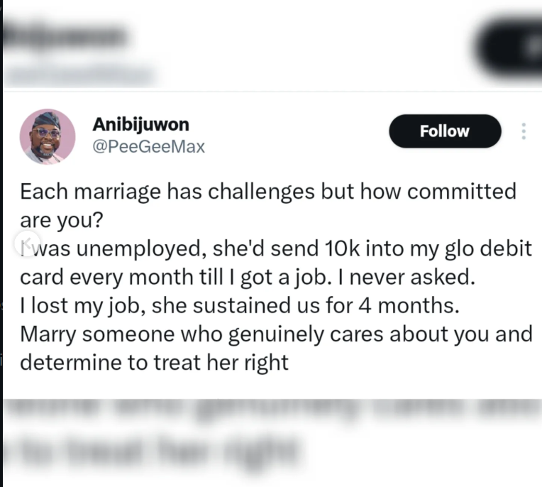 ?I was jobless, she kept us afloat, 17 years later, i?m still grateful? ? Man reflects on marriage and sacrifice