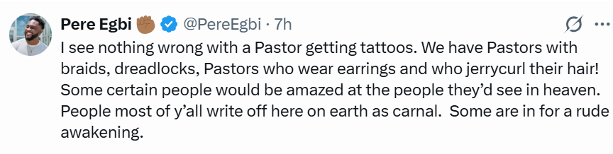 BBNaija star Pere Egbi  reacts to Pastor Kingsley Okonkwo?s tattoo saga