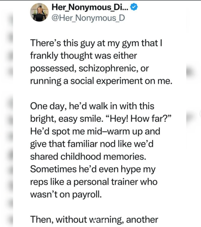 Lady shares hilarious experience after thinking a man at her gym had a strange personality, only to discover he?s actually an identical twin