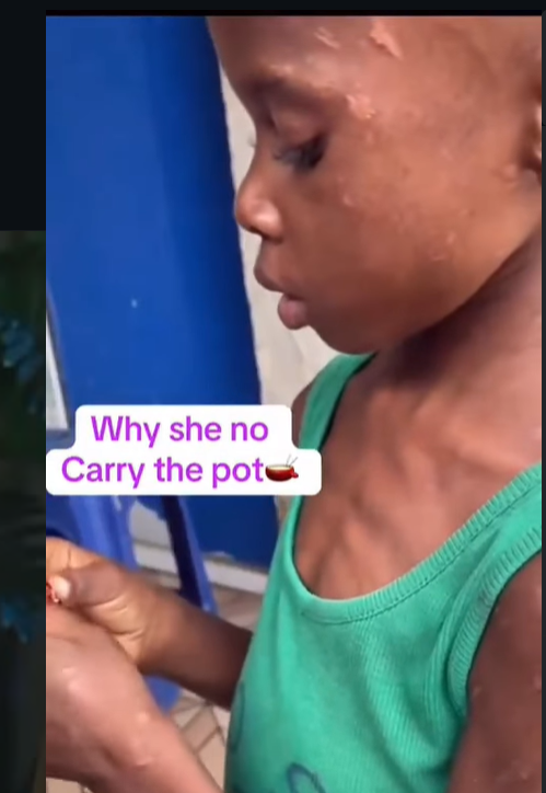 Lady exposes abuse of little girl by guardian after she took meat from pot