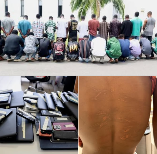 EFCC operatives during the raid on the internet fraud academy.