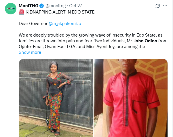 Edo kidnapping: Gunmen release two victims after payment of N20m ransom