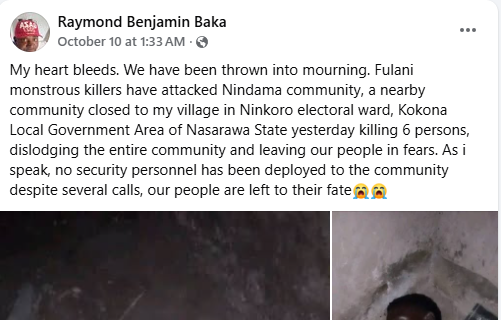 Eight k!lled, six missing as gunmen attack Nasarawa community