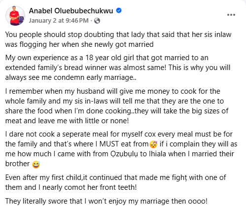 My sisters-in-law would take big sizes of meat and leave me with little or none - Nigerian woman who got married to a breadwinner at 18 shares her experience