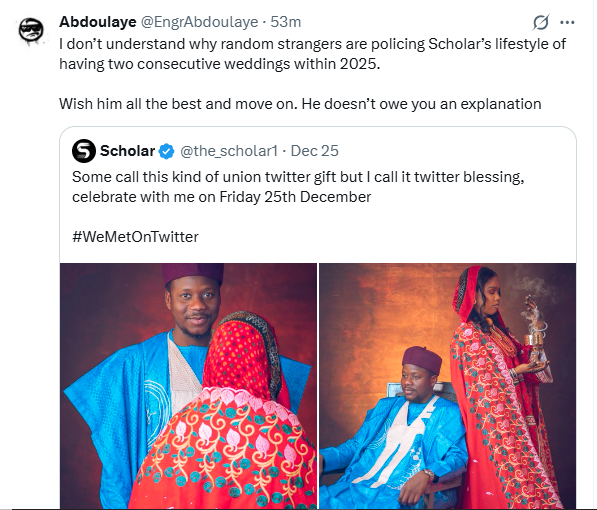 Mixed reactions as Nigerian man takes second wife 11 months after he married his first wife and one week after she gave birth to twins