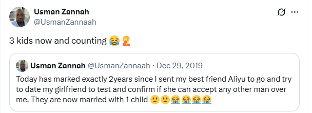 They are now married with 3 kids - Nigerian man marks 8 years since he sent his best friend to go and test his girlfriend