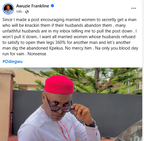 Nigerian man encourages married women to get secret lovers if their husbands refuse to have s3x with them