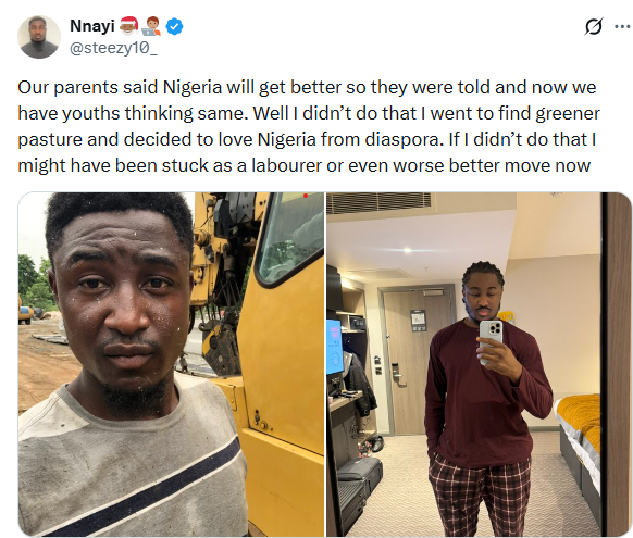 I might have been stuck as a labourer or worse if I had not left  - Nigerian man reveals his impressive transformation after relocating abroad