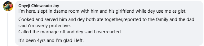 I slept in the same room with my husband and his girlfriend while they used me as gist - Nigerian woman reveals