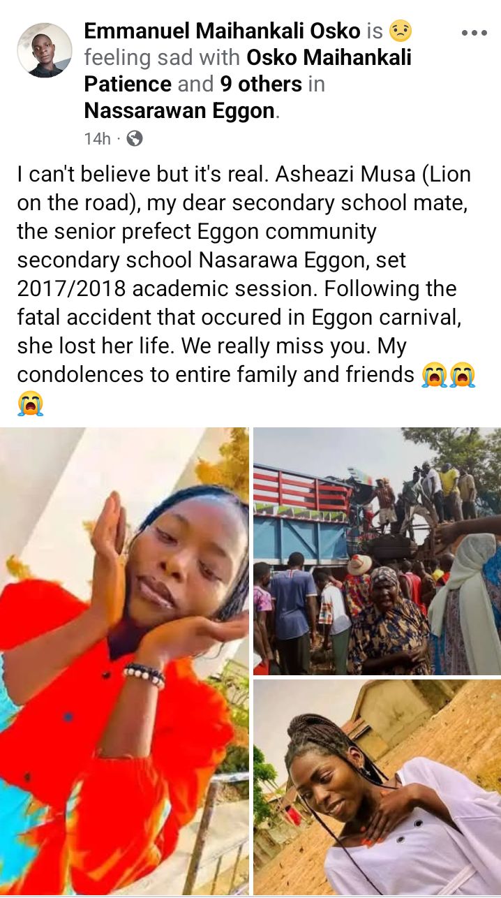 Four k!lled, seven injured as trucks ram into crowd during Nasarawa-Eggon carnival