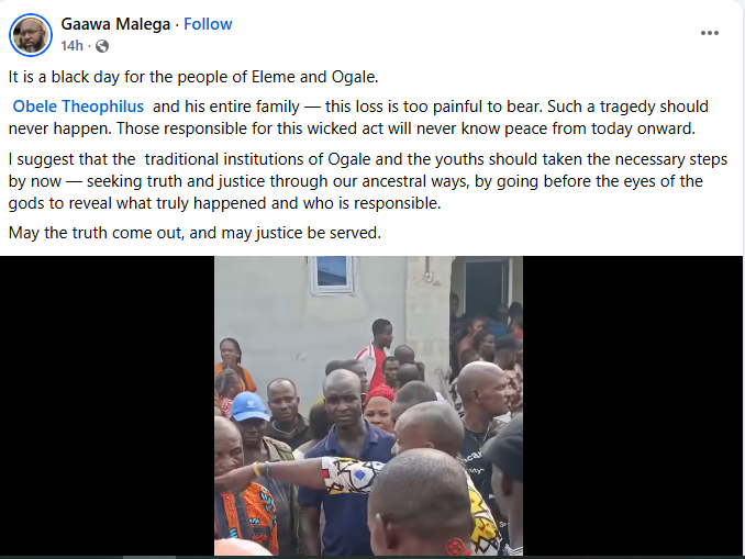 Family of six found d3ad in an apartment in Rivers State